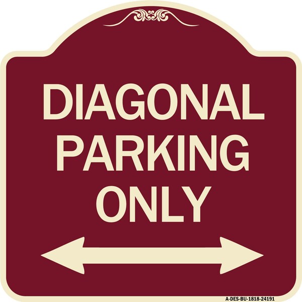 Diagonal Parking Only with Bidirectional Arrow Heavy-Gauge Aluminum Architectural Sign